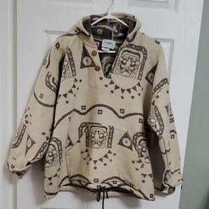 Twik Cream and Brown Geometric Hoodie